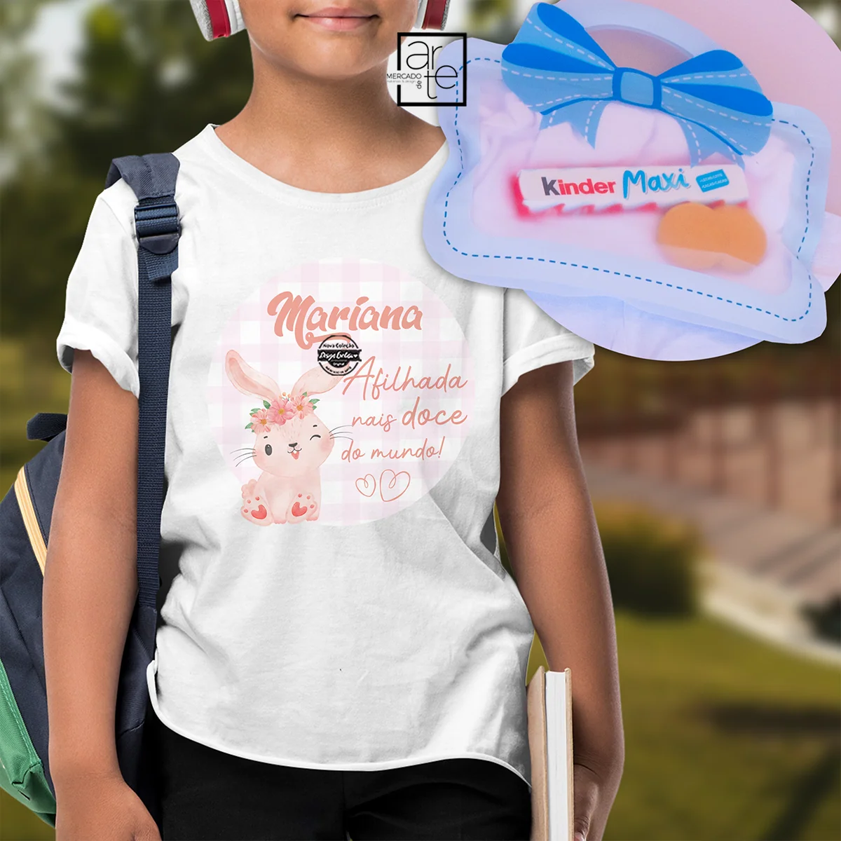 T-shirt com saco coelhinha/o "Afilhado/a" - Image 2