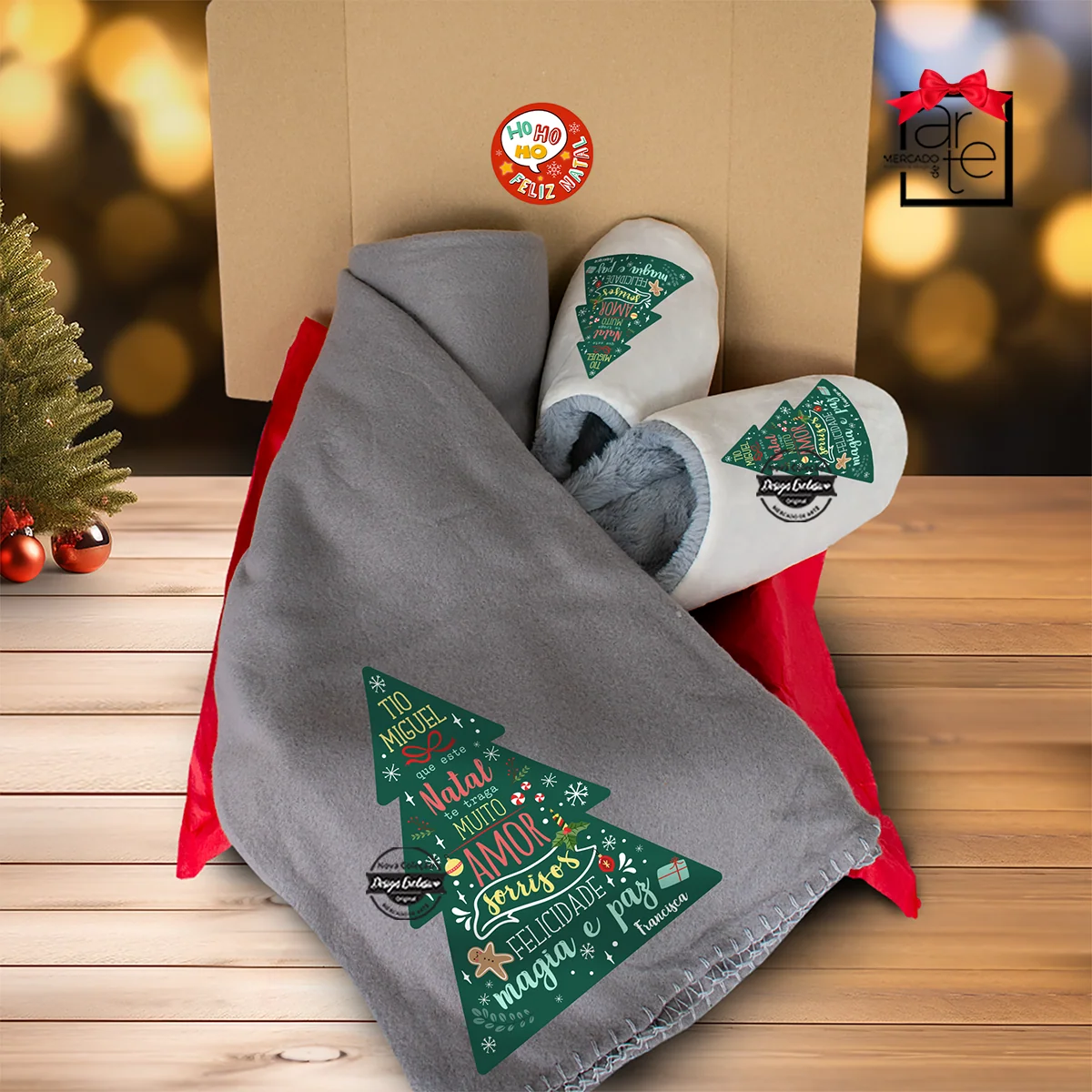 Kit manta e chinelos "Árvore Natal" - Image 2