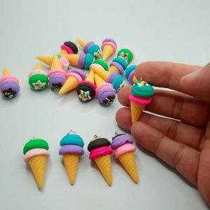 3 Pingente para Pulseira Sorvetinho Colorido Artesanato