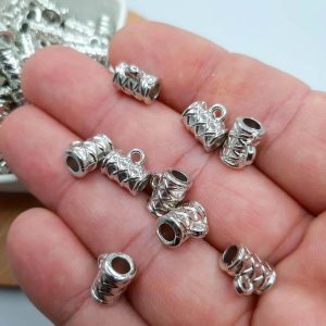 Miçanga Entremeio Caneca Trabalhado prata ABS 10mm