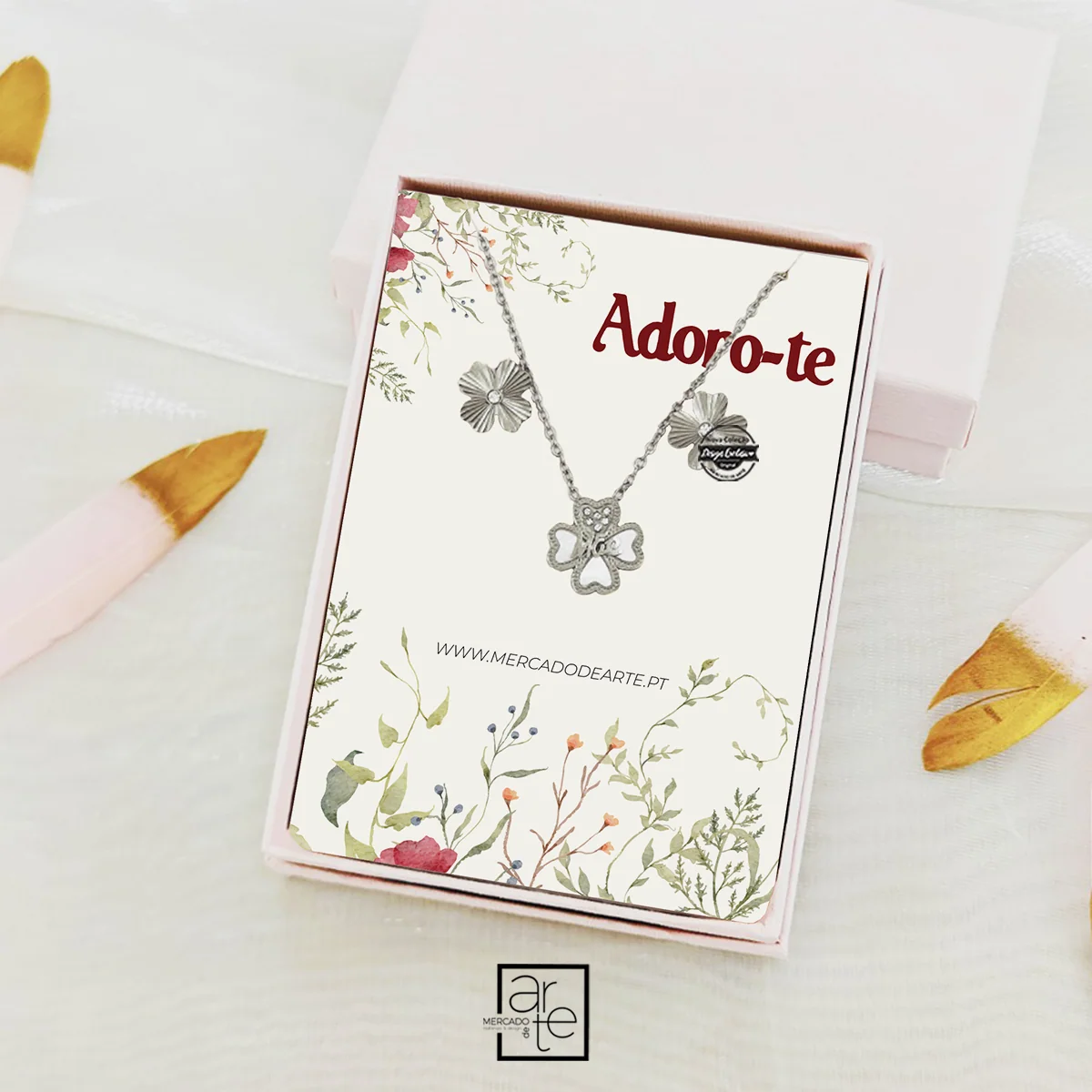 Conjunto com caixinha trevo "Mãe"
