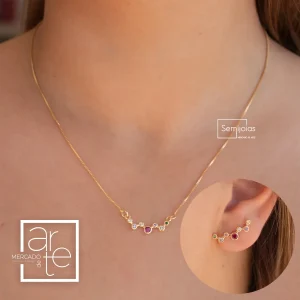 Conjunto fio e brincos "Constelação"