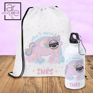 Mochila e/ ou garrafa "unicórnio"