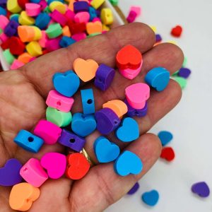Miçanga Coração Fimo Passante