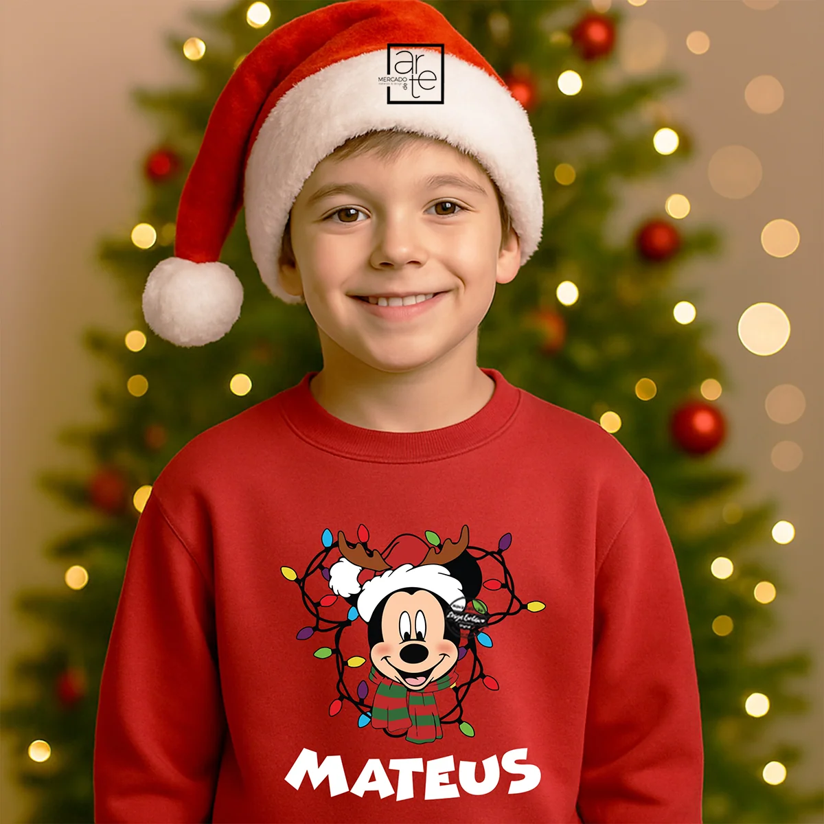Sweat de natal "Minnie e Mickey"