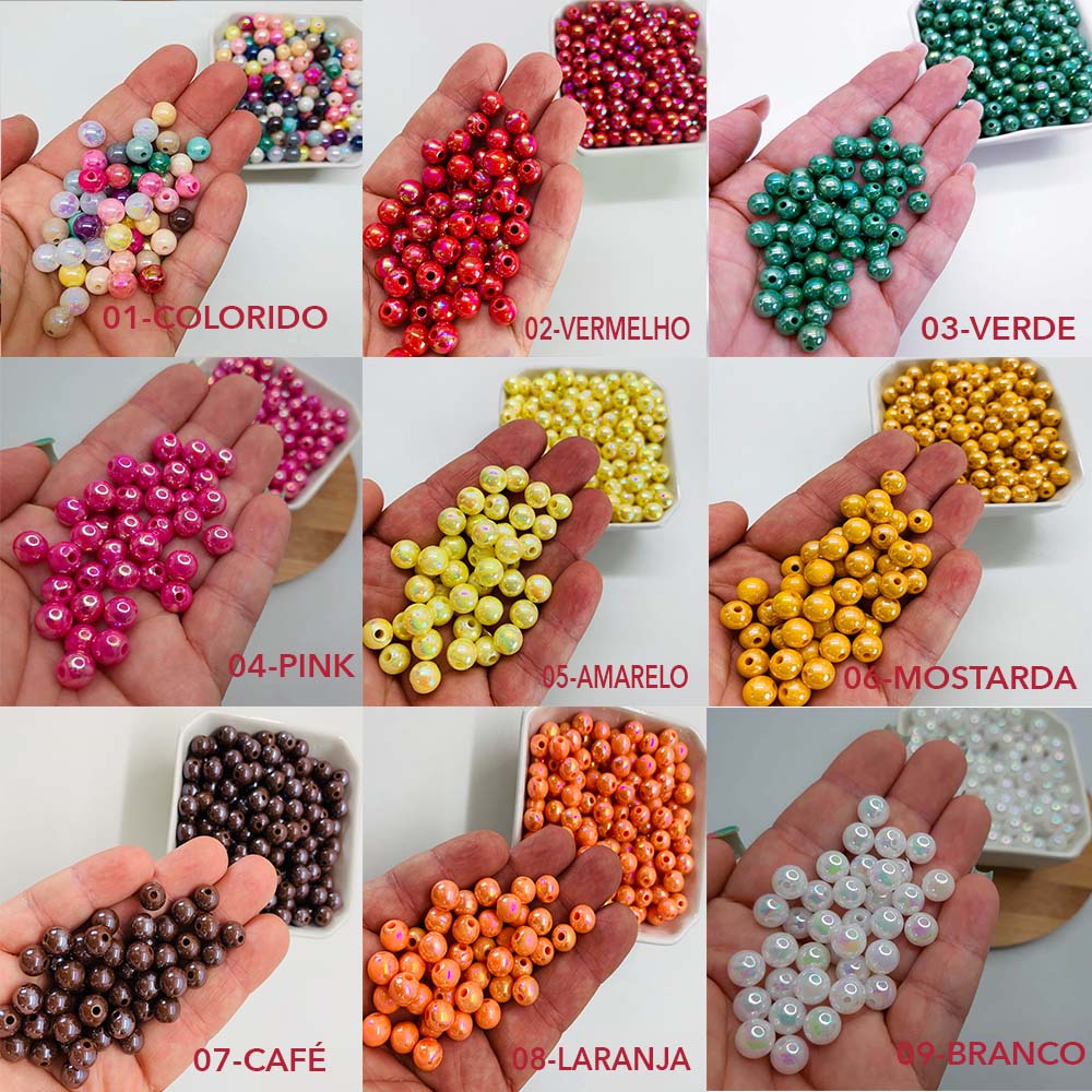 Pérola Irisada Bola 8mm – 100 unidade - Image 3