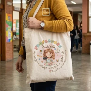 Saco professora "Aprender contigo é fácil e divertido"