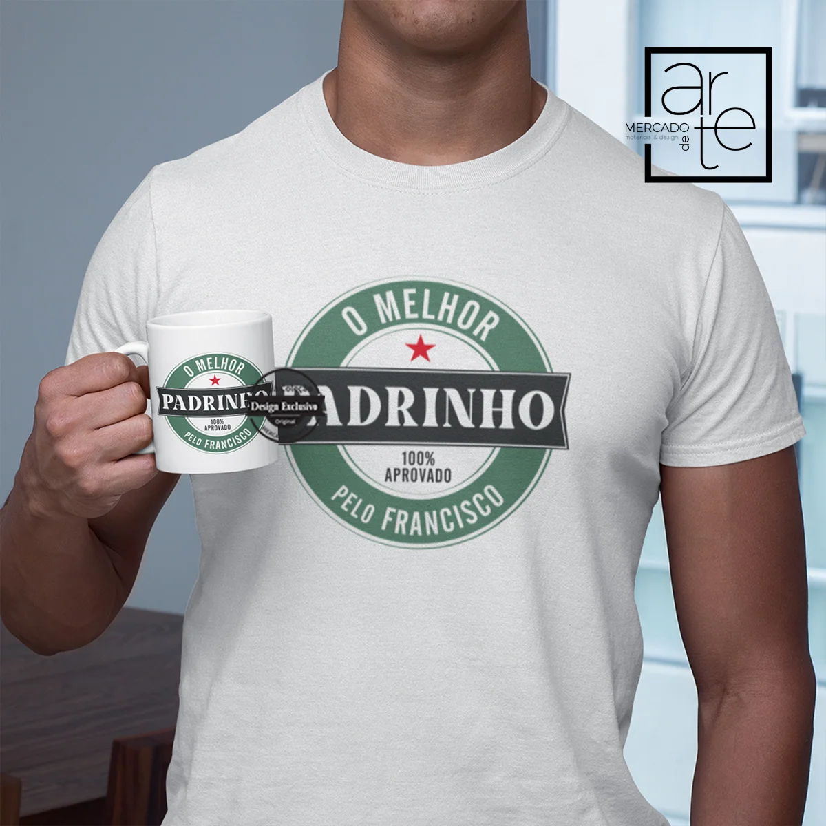 T-shirt e/ou caneca "Melhor Padrinho"