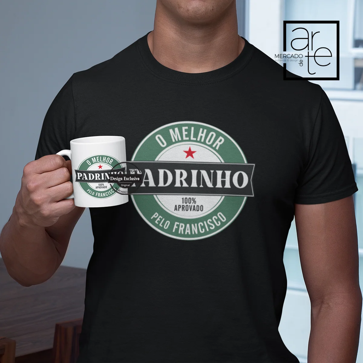 T-shirt e/ou caneca "Melhor Padrinho" - Image 3