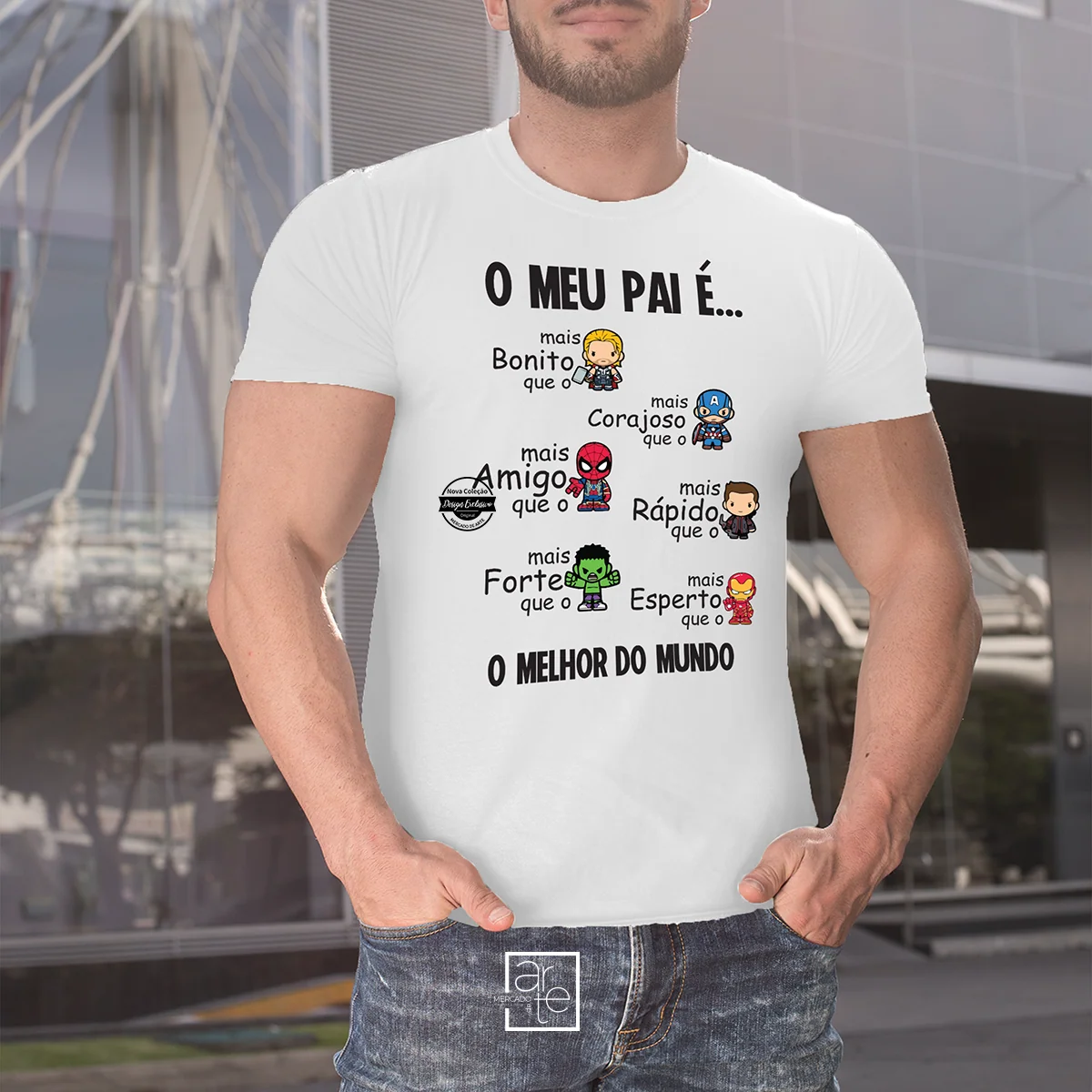T-shirt heróis Chibi "O meu pai é..."