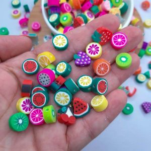 Miçanga Fimo Entremeio Frutinhas Pulseiras 10mm