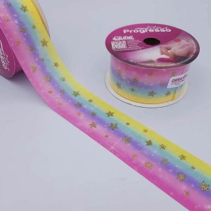 Fita Progresso Estrela Arco Íris Glitter nº 9-38mm