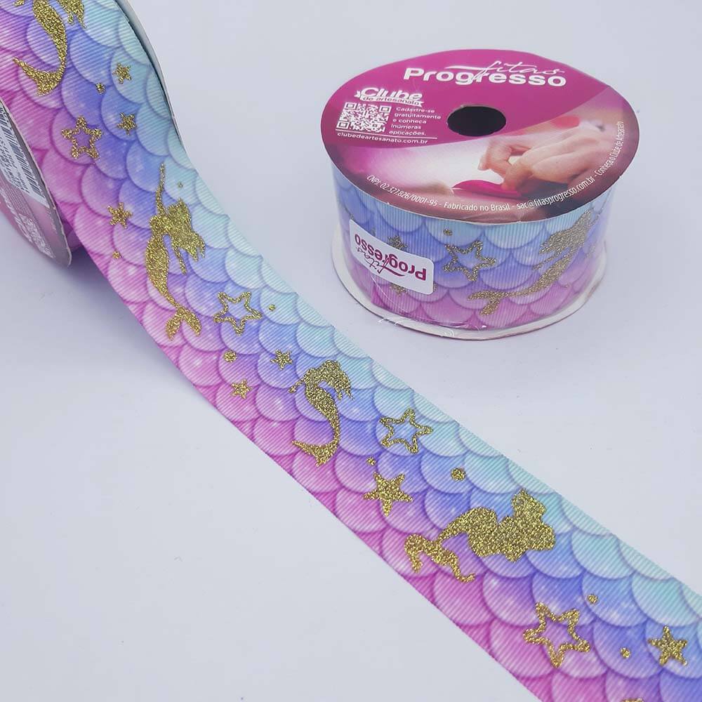 Fita Sereia Escama Progresso Glitter nº 9-38mm - Image 2