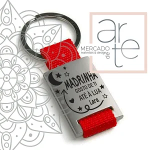 Porta chaves " Madrinha gosto de ti até à lua "