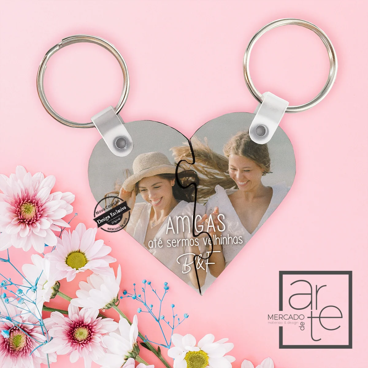 Porta-chaves coração puzzle "Amigas" - Image 2