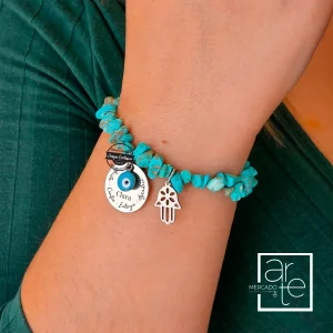 Pulseria pedra natural turquesa "Acredita"