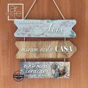 Quadro triplo " Os melhores avós do mundo moram nesta e no meu coração "
