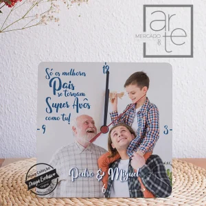 Relógio de mesa com fotografia " Super Pais"