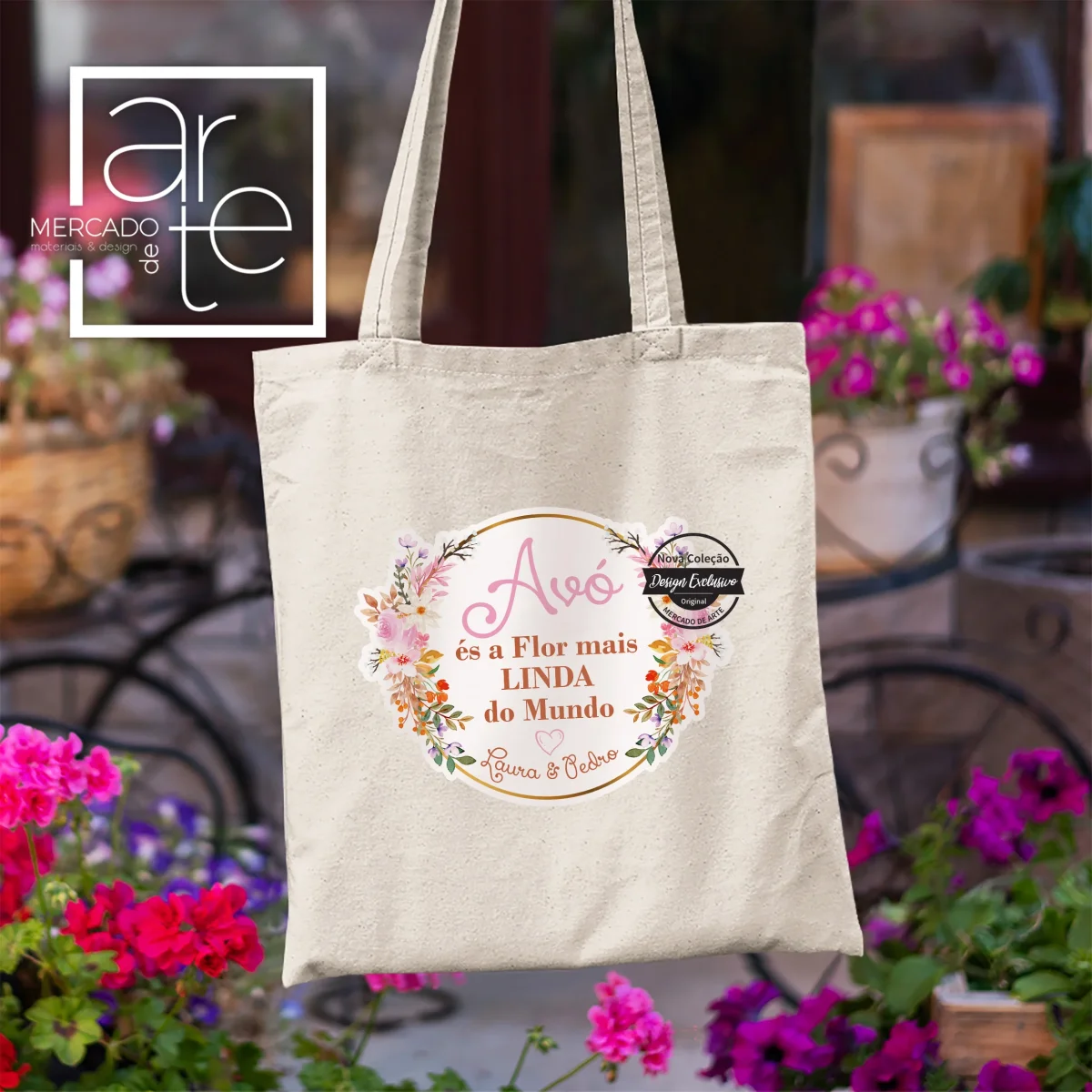 Saco reutilizável " Avó és a flor mais linda do mundo " - Image 2