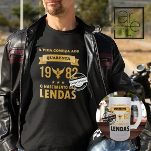 T- shirt e/ou caneca "A vida começa aos 40"