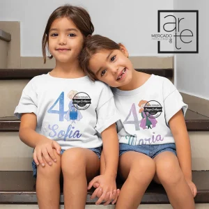 T-shirt100% algodão aniversário " Princesas"